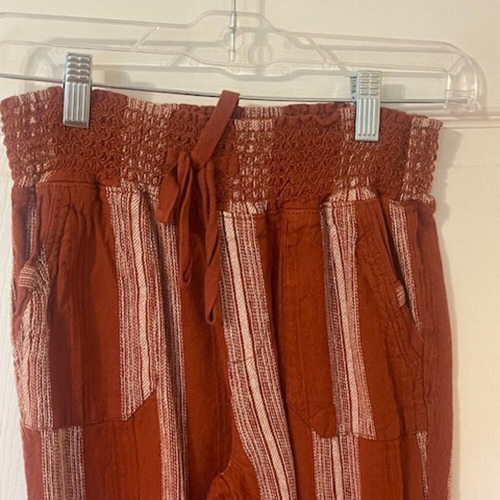 Rewash Rust Red Striped Cropped Pants - Picture 1 of 9